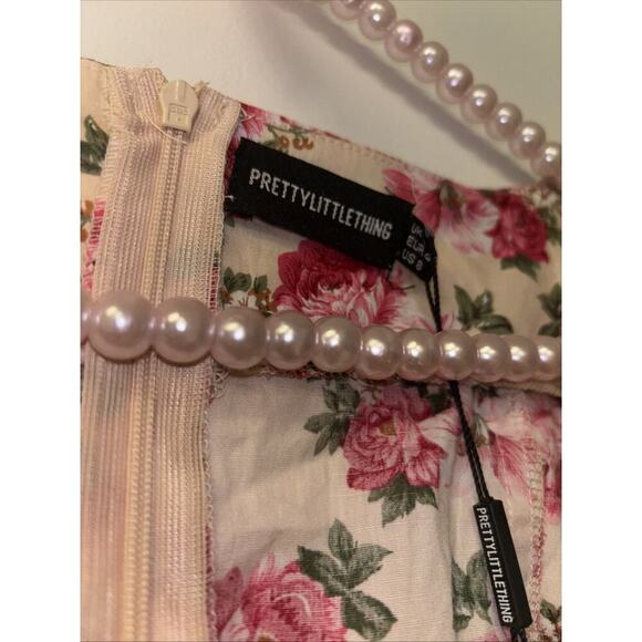 NWT Pretty Little Thing Sz 8 Med Mini Dress, Floral Cotton Cottage Peasant Prep - Picture 9 of 10